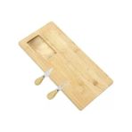 Esmo Home Promosyonca Bambu Peynir Sunum Tabağı, 3 Parça Peynir Bıçağı ve Çatalı Seti, Toplam 4 Parça, Doğal ve Şık Bambu Peynir Tabağı, Kaliteli Sunum Seti 38X19 cm Ebatlarında - Kestane Akaju - Option-1