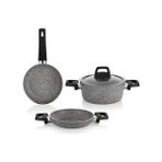 Esmo Home Schäfer Eternal Derin Tencere 18CM+SAHAN 18CM+TAVA18CM-GRI - Option-1 - --