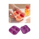 Esmo Home Silikon Gül Şekilli 4 Bölmeli Buz Kalıbı, Jöle ve Sunum Için - Option-1 - 001-Renkli