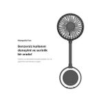 Esmo Home Xenon Smart Manyetik Fan Taşınabilir Vantilatör USB Type-C Şarj Edilebilir Ultra Sessiz 3 Hız Kademeli Soğutucu Magsafe Uyumlu Telefon Fanı (Gri) X6104 - 001-Siyah
