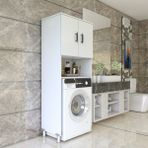 ESMOPA MOBİLYA Çok Amaçlı Banyo Çamaşır Makinası Dolabı Parlak Beyaz Ayaklı Fonksiyonel Tasarım 45 cm Derinlik
