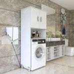 ESMOPA MOBİLYA Çok Amaçlı Banyo Çamaşır Makinası Dolabı - Parlak Beyaz
