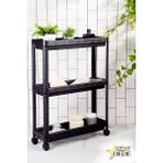 Esnaf Dede Ikea Vesken Banyo Mutfak Organizer Servis Sehpası Düzenleyici Tekerlekli Raf Ünitesi 3 Katlı Siyah