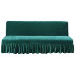 Esnek Kadife Koltuk Yatak Örtüsü Yumuşak Kaymaz Futon Kılıf Kolçaksız Pileli Etek Oturma Odası Kanepe için - Yeşil 150-170 cm (59-67 inç)