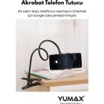 Esnek Telefon Tutucu, 60CM Çelik Kol, 360° Dönebilen Başlık, Yatak ve Masa Uyumlu - Ahşap - Seçenek 1