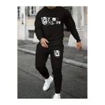 Eşofman Takımı Kedi Baskılı Ünisex Kışlık Kalın Sweatshirt Ve Eşofman Altı 2 Li Set Combin Takım