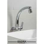Esora 360° Oynar Başlıklı Kuğu Borulu Duvardan Tek Su Mutfak - Banyo ve Lavabo Bataryası - Krom