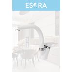 ESORA Beyaz Balık Sırtı Mix Lavabo Bataryası Çift Su Grişli Çeşme Banyo Musluğu Çeşmesi 2 Yıl Garantili