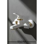 Esora Beyaz Banyo Batarya Musluk (Altın Ara)