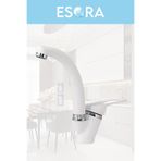 ESORA Beyaz Krom Mix Lavabo Bataryası Çift Su Grişli Çeşme Banyo Musluğu Mutfak Çeşmesi 2 Yıl Garantili
