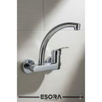 Esora Duvardan Çift Su Girişli Mutfak Lavabo Bataryası Musluğu Çeşmesi - Krom