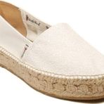 Espadrilles Tommy Glit Beyaz Önü Simli Arkası Deri Hasır Tabanlı Dolgu Topuklu Kadın Ayakkabı