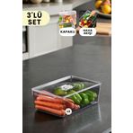 Espas Home Buzdolabı Dolapiçi Düzenleyici Organizer Kapaklı 3'lü Set (Midi)