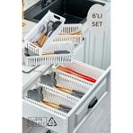espashome 6'Lı Set Kaşıklık Ve Kepçelik Çekmece Içi Düzenleyici / Beyaz