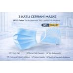 Esplendor 3 Katlı Cerrahi Maske 50'li 1 Paket Tek Kullanımlık Telli Lastikli Yüz Maskesi