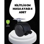 Esplendor 6 cm Kilitli Tekerlek Ayak 4 Adet Sehpa ve Ekipman Uyumlu - URN5618-9003 - Çok Renkli