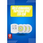 Esplendor Yapışkanlı 3'lü Spot LED Işık Lamba Montajsız Pilli Uzaktan Kumandalı - URN4546-9927 - Çok Renkli