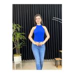 ESPOİRPLUS KADIN SAKS MAVİ RENK KAŞKORSE KOLSUZ BLUZ
