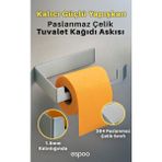 Espoo Design Gümüş Paslanmaz Çelik Banyo Tuvalet Kağıtlığı Yapışkanlı Wc Kağıtlık Tuvalet Kağıdı Tutucu Askılığı