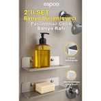 Espoo Design Yapışkanlı ve Vidalı Paslanmaz Çelik Banyo Rafı, Düzenleyici Duşakabin için Şampuanlık Sabunluk Seti