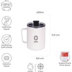 Espressolab Paslanmaz Çelik Beyaz Metal Kupa 360 ml Vakum Kapaklı Isı Yalıtımlı No:90