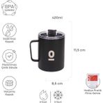Espressolab Paslanmaz Çelik Siyah Metal Kupa 360 ml Vakum Kapaklı Isı Yalıtımlı No:91