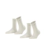 ESPRIT Kadın Basic Pure 2'li paket çorap, nefes alan biyolojik pamuk takviyeli kadın çorabı, baskısız rulo bel, iş ve günlük kullanım için çok yönlü bir ürün, tek renkli, çoklu pakette 2 çift, Beyaz