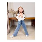 Esprix Kids Kız Çocuk Taş Detaylı Geniş Paça Kot Pantolon Yüksek Bel
