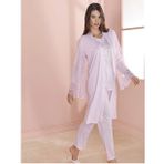 Espuar 757 3'lü Beyaz Penye Kadın Sabahlık Pijama Takımı