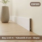 Espumo Kompozit Süpürgelik 8 cm Beyaz | Suya Dayanıklı Parke Duvar Süpürgelik 2,40 m ESP201