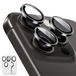 ESR iPhone 15 Pro Max/15 Pro/14 Pro Max/14 Pro için Kamera Koruması, Armorite Tekli Lensler Koruyucu Folyo, Çizilmez, Alüminyum Kenarlı Ultra İnce Sertleştirilmiş Cam, Armorite Serisi, 2 Adet, Siyah