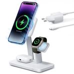 ESR MagSafe için 25 W 3'ü 1 arada şarj standı, Apple sertifikalı manyetik kablosuz şarj cihazı için üretilmiştir, MagSafe ve iPhone 16/15/14/13, Apple Watch/AirPods 4/3/Pro için 15 W şarj istasyonu,