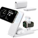 Esr Seyahat Şarj Standı Halolock 3 In 1 iPhone + Airpods + Apple Watch Magsafe Deri - Beyaz ( Apple Mfm Lisans ) + ( 20W Şarj Adaptör ile Gelir )