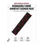 ESR Siyah deri kırmızı dikişli 2 adet oto emniyet kemer kılıfı