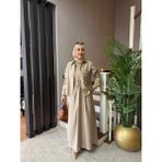 Esra Butik Bej Renk Pamuklu Tensel Kumaş Tunikli Tesettür Elbise Takımı - 4