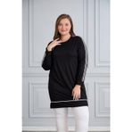 Esra Butik78 Kristal Kumaş Şerit Detaylı Tesettür Tunik 90 cm – Rahat Kalıp Günlük Şık Tunik