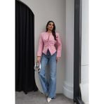 Esra Helvacı Bel Bağlama Detaylı Blazer Ceket - Pembe