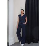 Esra Helvacı Bel Büzgülü Yelek Pantolon Takım - Lacivert