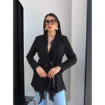 Esra Helvacı Dantel Detay Tasarım Blazer Ceket - Siyah