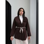Esra Helvacı Fular Kemerli Ceket - Kahve