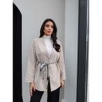 Esra Helvacı Fular Kemerli Ceket - Taş