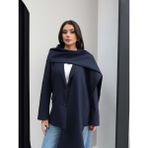 Esra Helvacı Ince Çizgili Şal Blazer Ceket - Lacivert