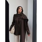 Esra Helvacı Ince Çizgili Şal Blazer Ceket - M - Kahve