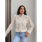 Esra Helvacı Vatkalı Çiçek Işlemeli Dantel Ceket - Bej