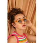 Esrada 46-20-140 2021 09M Oval Turuncu Çerçeve Mavi Cam Unisex Güneş Gözlüğü
