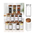 Esranın Dünyası 12'li Bambu ve Akasya Kapaklı Cam Baharatlık Seti 120 ml - Doğal Ahşap Kapaklı, Şeffaf Cam, Sağlıklı ve Şık Baharat Kavanozları (Akasya Kapak)