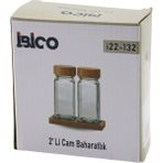 Esranın Dünyası 2pcs Bambu Kapaklı Cam Tuzluk -Biberlik -Baharatlık 120ML (5419)