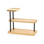 Esranın Dünyası 3 Katlı Bambu Mutfak Rafı, Metal Ayaklı, Doğal Bambu ve Siyah Renk, Modern Tasarım, 32.5X28X15.5 Cm, Mutfak Düzenleyici, Tezgah Üstü Depolama Standı
