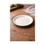 Esranın Dünyası 4'lü Emaye Servis Tabağı Seti - 25 cm Krem Renkli Yeşil Kenarlı Yemek Tabağı Takımı - Retro Nostaljik Tasarım, Dayanıklı ve Sağlıklı Mutfak Gereçleri - Kamp ve Ev Kullanımına Uygun