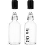 Esranın Dünyası Afracam 50 ml Çelik Roll On Şişesi 50 cc Sızdırmaz Siyah Kapaklı Cam Şişe 2 Adet (Şeffaf, 50)